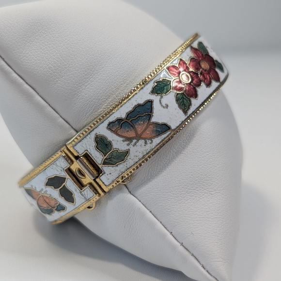 Vintage Cloisonne Hinged Bangle - Picture 2 of 14